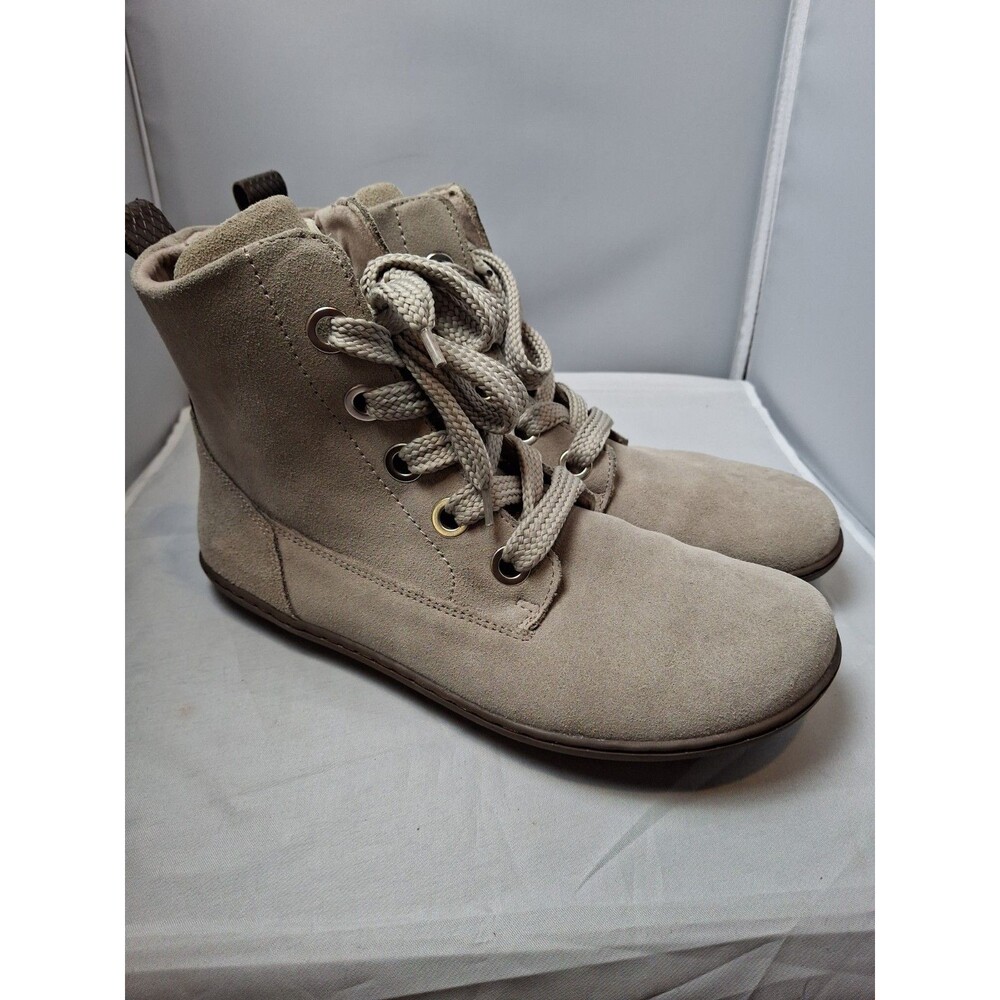 GROUNDIES Barefoot Boots Suede Beige Ankle Booties Side Zip Women's Size 9